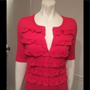 The Limited ruffle pink cardigan
